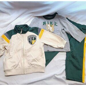 Nike Baby 18 Months LS Tee Jogger Suit 3 Pc Set Boy Infant Green Yellow Hoodie